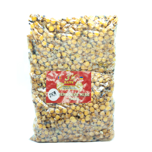 Прикормка 3KBaits Зерновой микс горох конопля 0.8kg фото 2