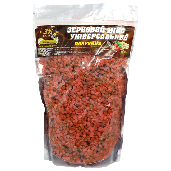 Прикормка 3KBaits Зерновий мікс универсальний полуниця 1kg