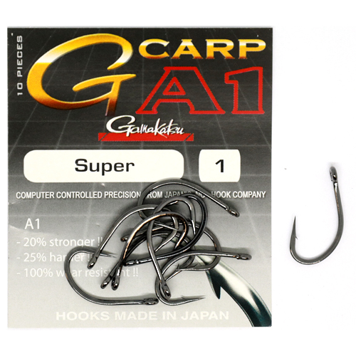 Гачки одинарні Gamakatsu G-CARP A-1 Super Black №1