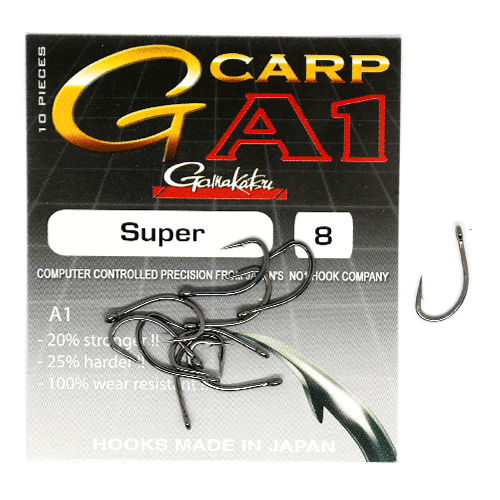 Крючки одинарные Gamakatsu G-Carp A-1 Super Black №8 10pc