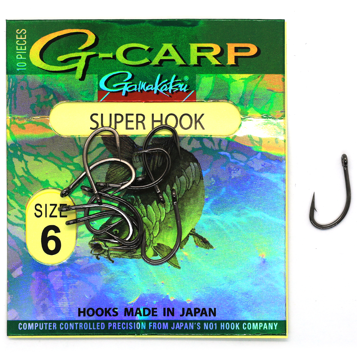 Гачки одинарні Gamakatsu G-Carp Super black №6 10pc