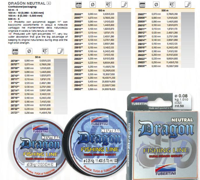 Жилка Tubertini Dragon Neutral 50m 1.62kg 0.10mm фото 4