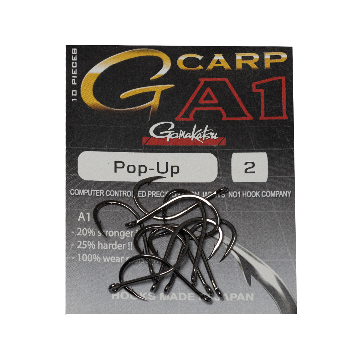Гачки одинарні Gamakatsu A1 G-Carp Pop-Up Black №4 10pc фото 2