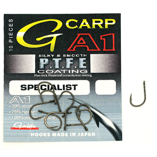 Крючки одинарные Gamakatsu A1 G-Carp Specialist P.T.F.E. coating Grey №8 10pc фото 3