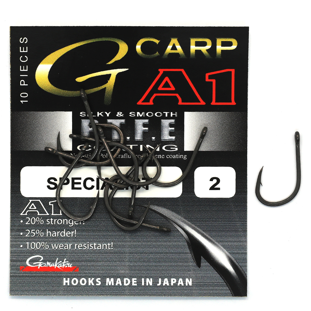 Крючки одинарные Gamakatsu A1 G-Carp Specialist P.T.F.E. coating Grey №8 10pc фото 5