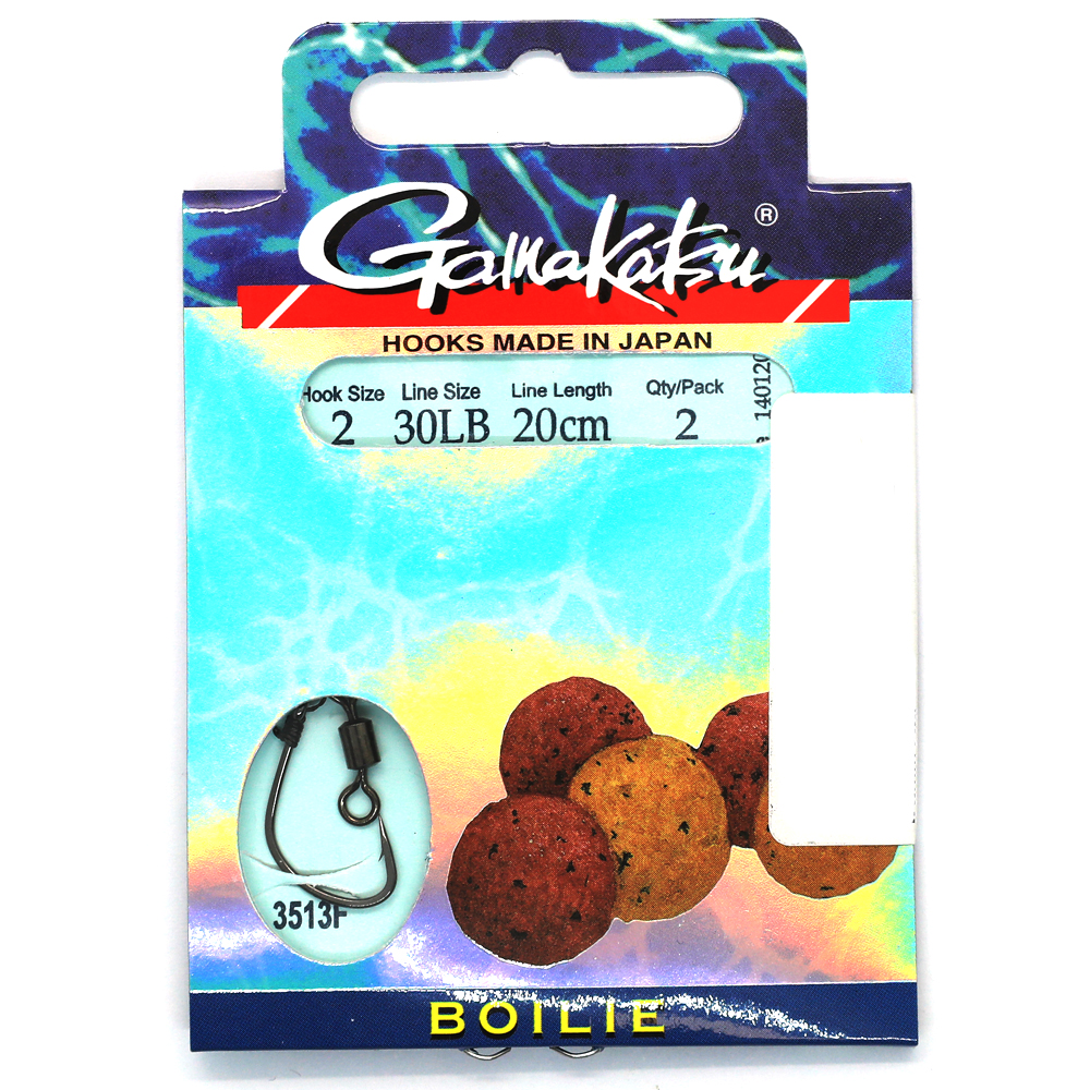 Крючки с поводком Gamakatsu BKS-3513F Boilie 20cm Black №2 0.3mm 2pc