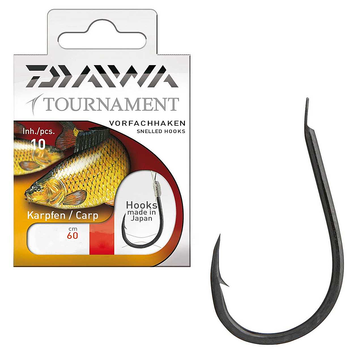 Крючок с поводком Daiwa Tournament Carp Black №6 0.25mm 60cm 10pcs