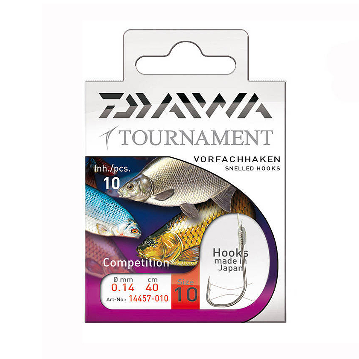 Гачок с повідцем Daiwa Tournament Competition Silver №10 0.14mm 40cm 10pcs