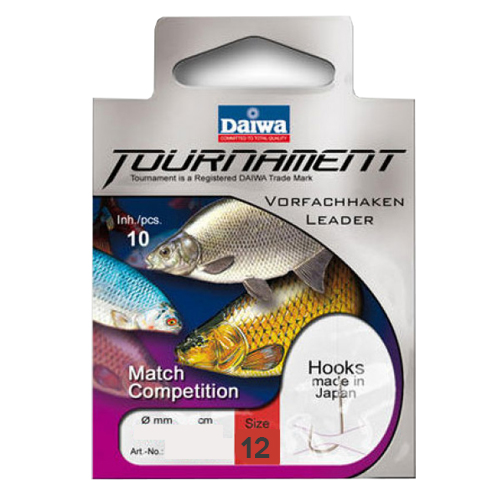 Гачки с повідцем Daiwa Tournament Competition Silver №12 0.14mm 40cm 10pcs