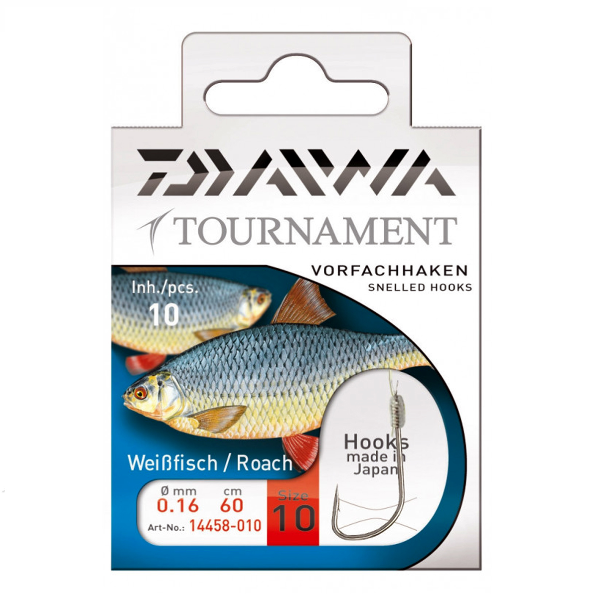 Крючок с поводком Daiwa Tournament Roach Silver №12 0.14mm 60cm 10pcs фото 2