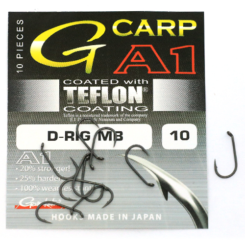 Крючки одинарные Gamakatsu A1 G-CARP  D-Rig MB Teflon Coating Grey №10 10pc