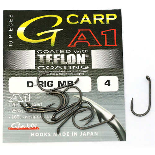 Крючки одинарные Gamakatsu A1 G-CARP  D-Rig MB Teflon Coating Grey №10 10pc фото 3