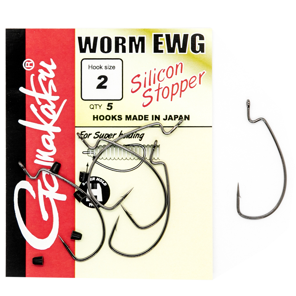 Крючки Gamakatsu Worm Offset EWG silicon stopper Black №2 5pc