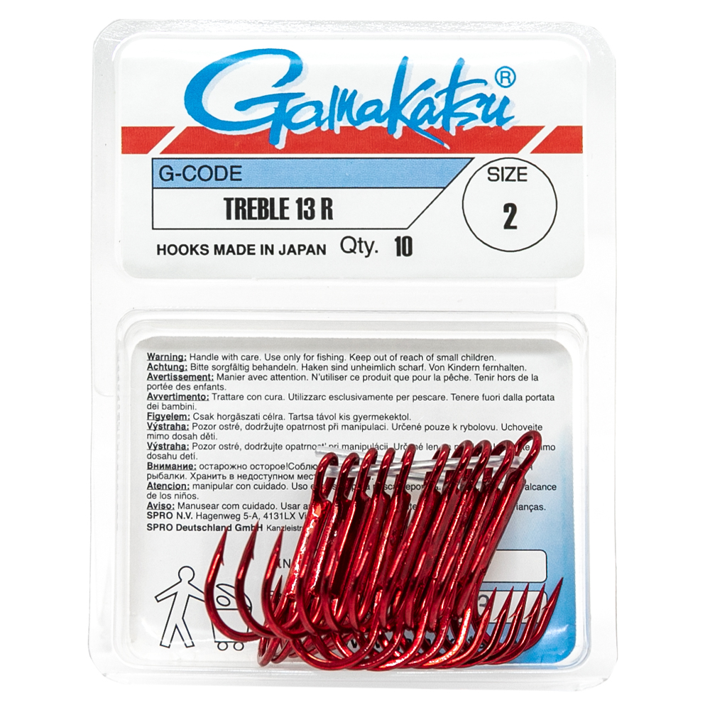 Трійник Gamakatsu Treble 13R Red №2 10pc