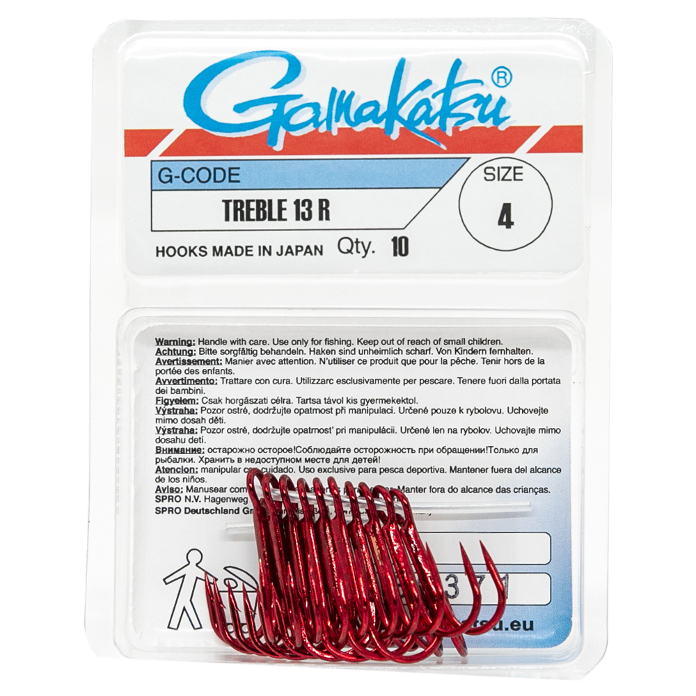 Трійник Gamakatsu Treble 13R Red №4 10pc