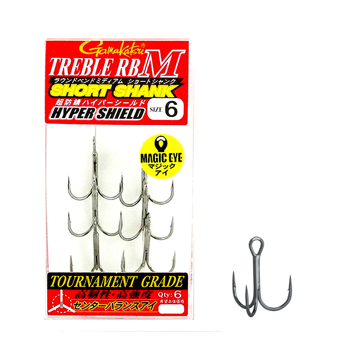 Тройник Gamakatsu Treble RB-M Short Shank #6 6pcs
