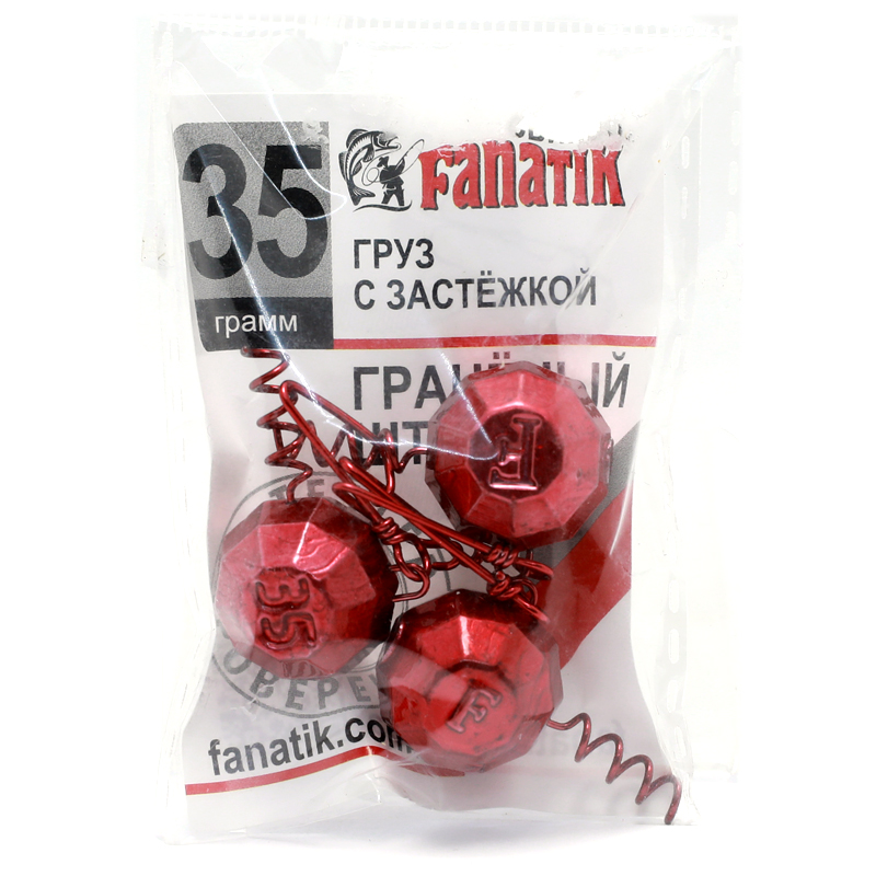 Груз штопор Fanatik гранований із застібкою #red 22g 3pc фото 4