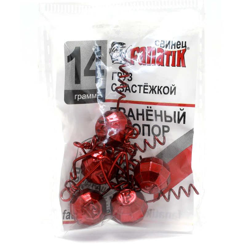 Груз штопор Fanatik гранований із застібкою #red 22g 3pc фото 7