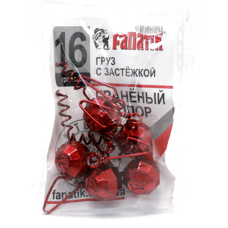 Груз штопор Fanatik гранований із застібкою #red 12g 5pc фото 9