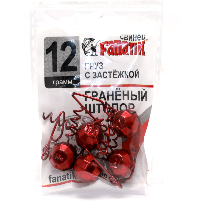 Груз штопор Fanatik граненый с застежкой #red 30g 3pc фото 4