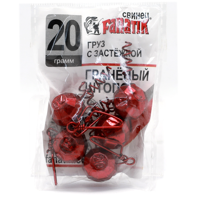 Груз штопор Fanatik граненый с застежкой #red 30g 3pc фото 8