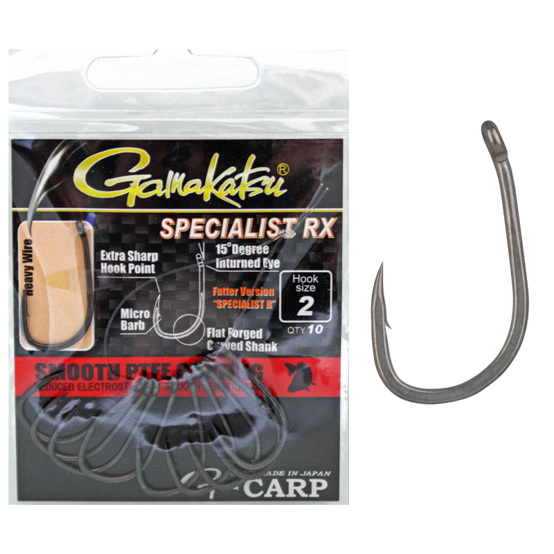 Крючки одинарные Gamakatsu G-Carp Specialist RX Grey №2 10pc