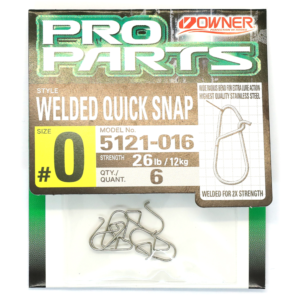 Застібка Owner Hyper Welded Quick Snap №0 12kg 6pc nickel