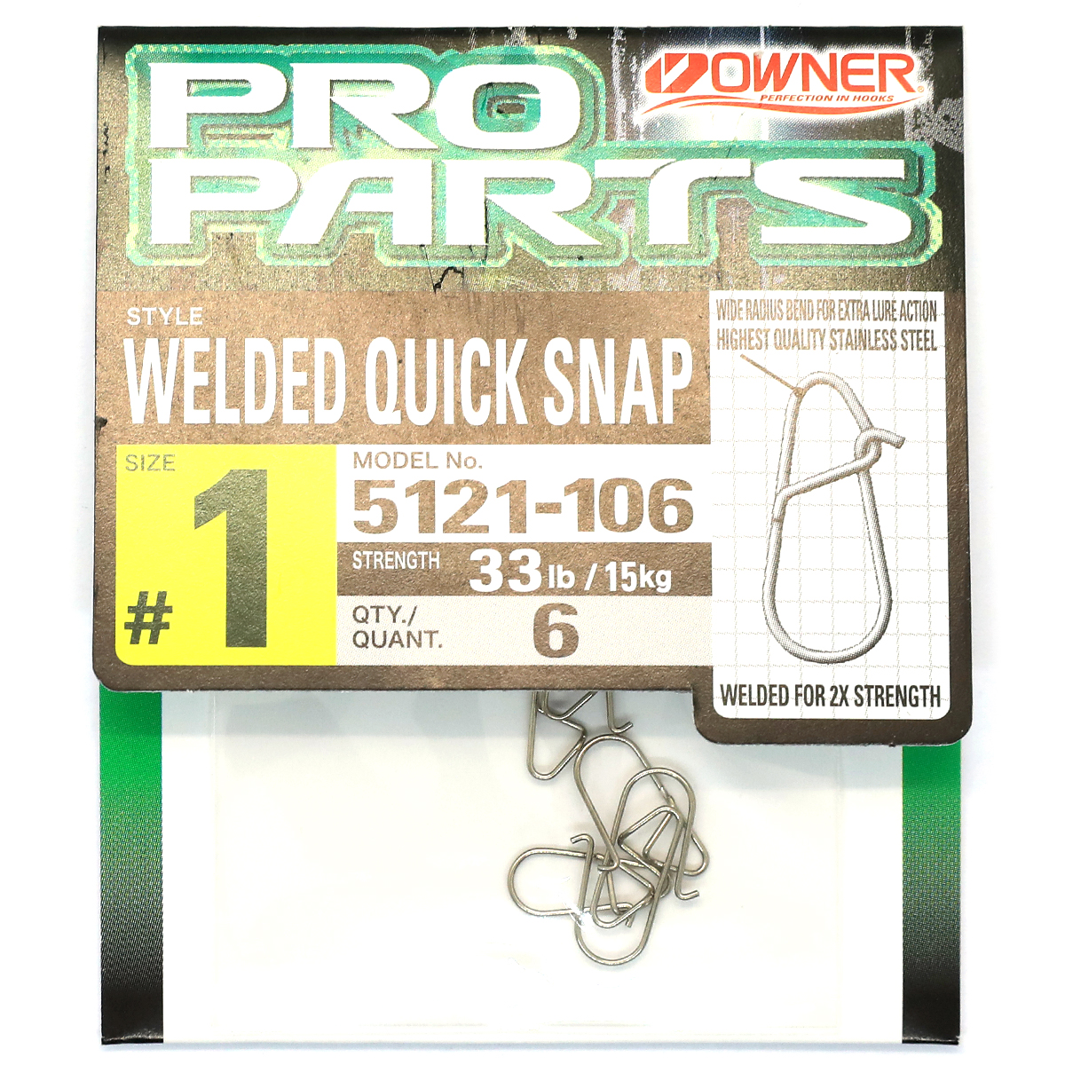 Застібка Owner Hyper Welded Quick Snap №01 15kg 6pc nickel