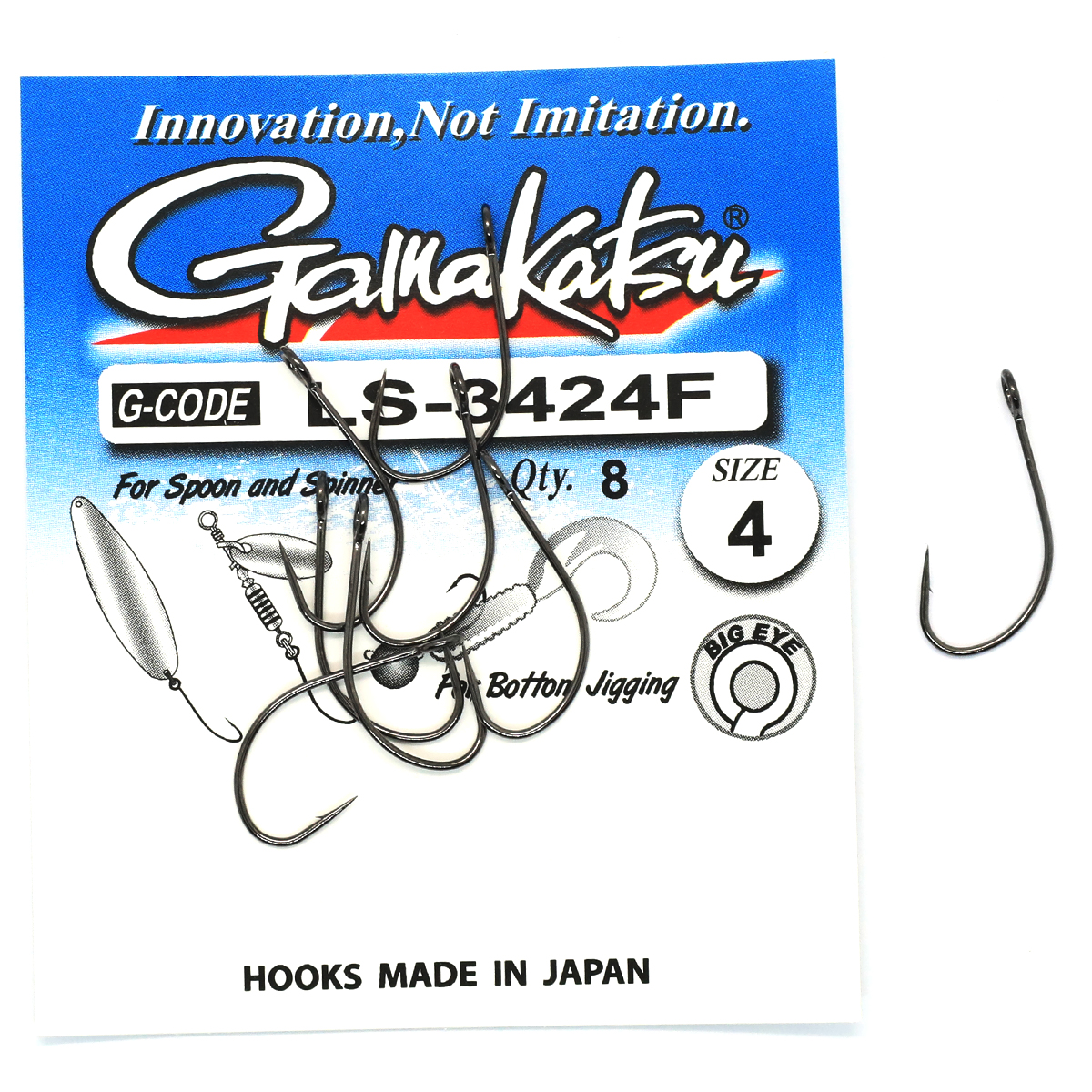 Крючки одинарные Gamakatsu LS-3424F Black №4 8pc