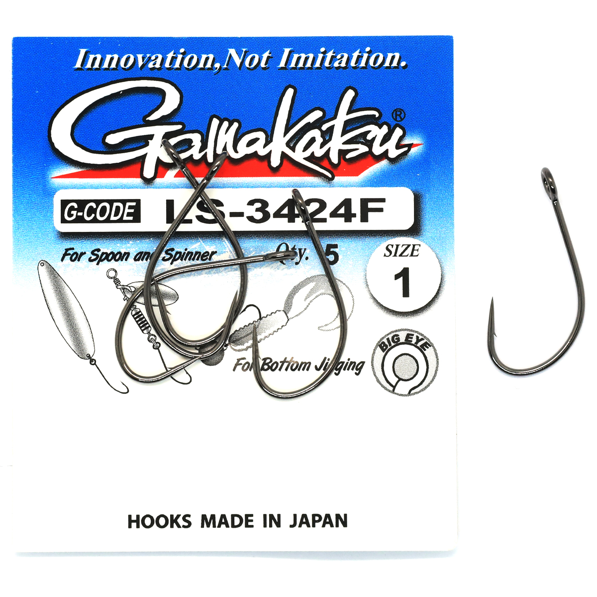 Крючки одинарные Gamakatsu LS-3424F Black №4 8pc фото 2