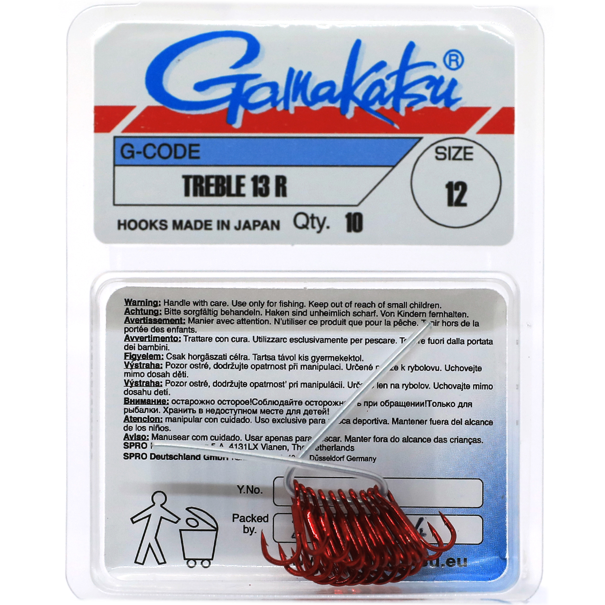 Трійник Gamakatsu Treble 13R Red №12 10pc