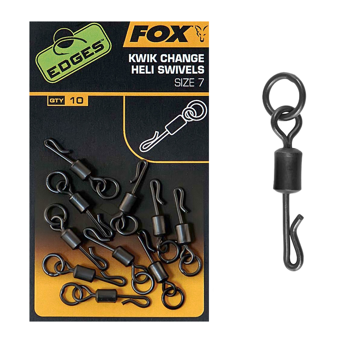 Вертлюг швидкознімний Fox Edges Kwik Change Heli Swivels #7 10pcs