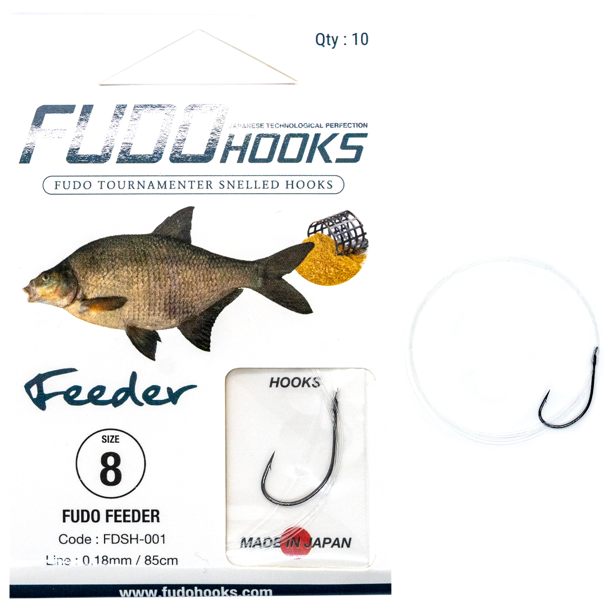 Гачки з повідцями Fudo фідер Feeder Black 8 0.18mm 85cm (10 шт.)