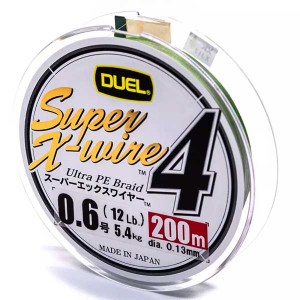 Шнур Duel Super X-Wire 4 200m 0.13mm 5.4kg 5Color Yellow Marking #0.6