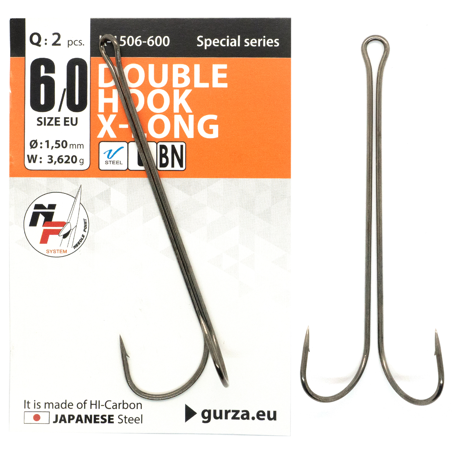 Двойник Gurza Double Hook Х - Long Shank #6/0 BN 2pc