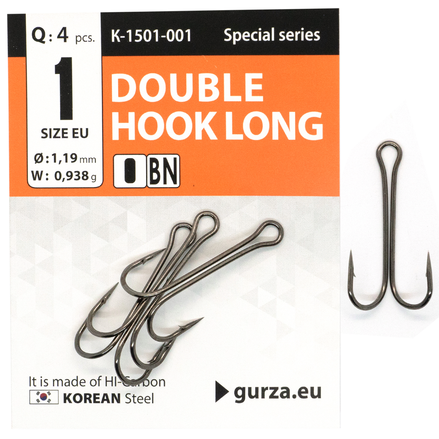 Двійник Gurza Double Hook Long Shank BN #1 4pc