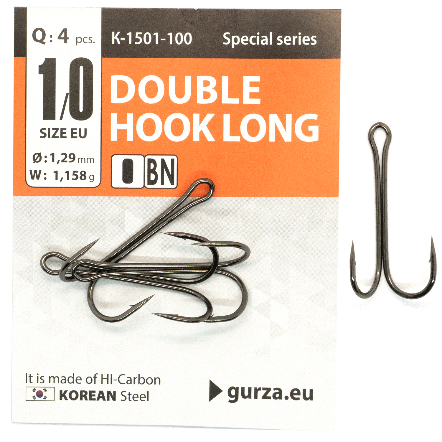 Двійник Gurza Double Hook Long Shank BN #1/0 4pc