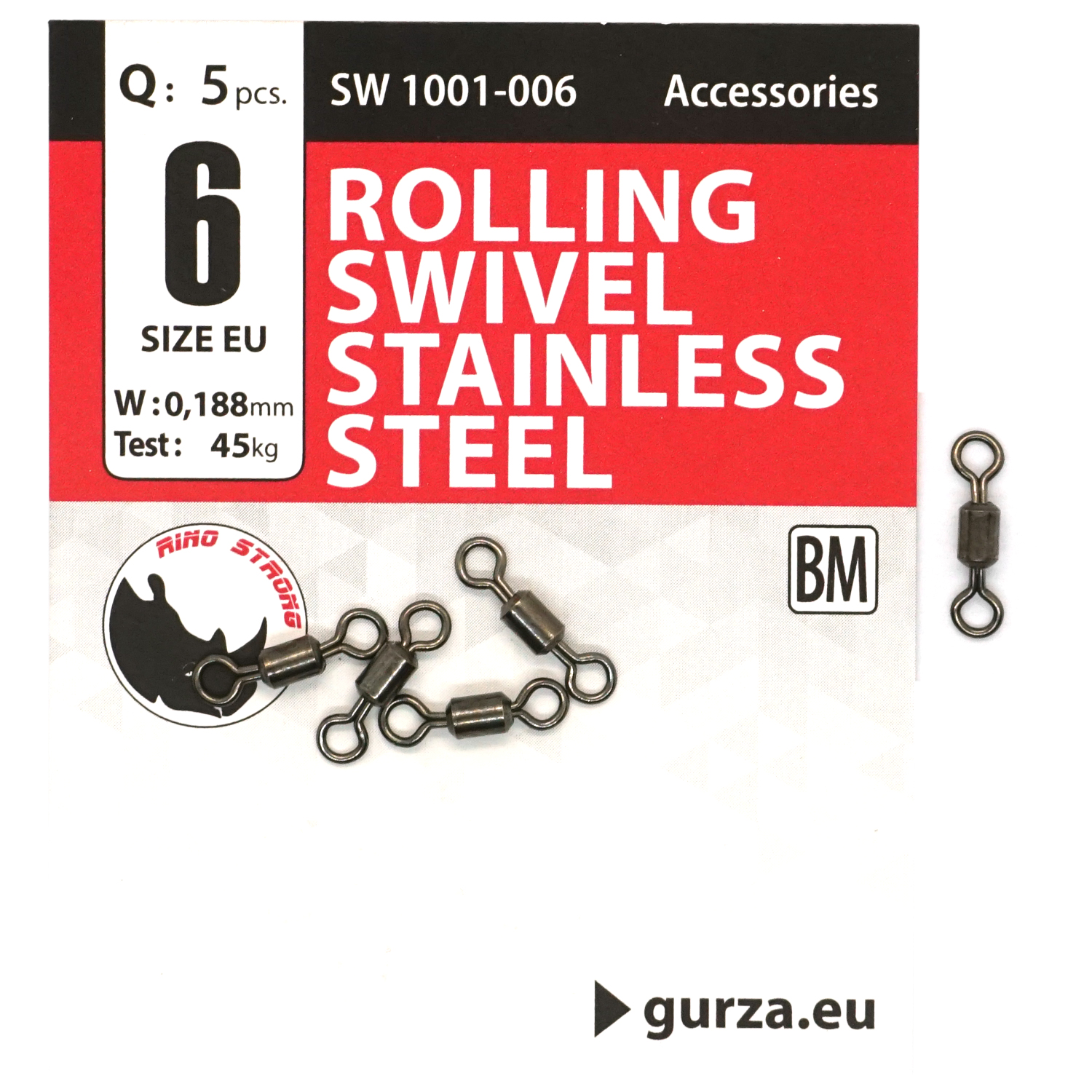 Вертлюг Gurza Rolling Swivel Stainless Steel BN #6 test 45kg 5pc