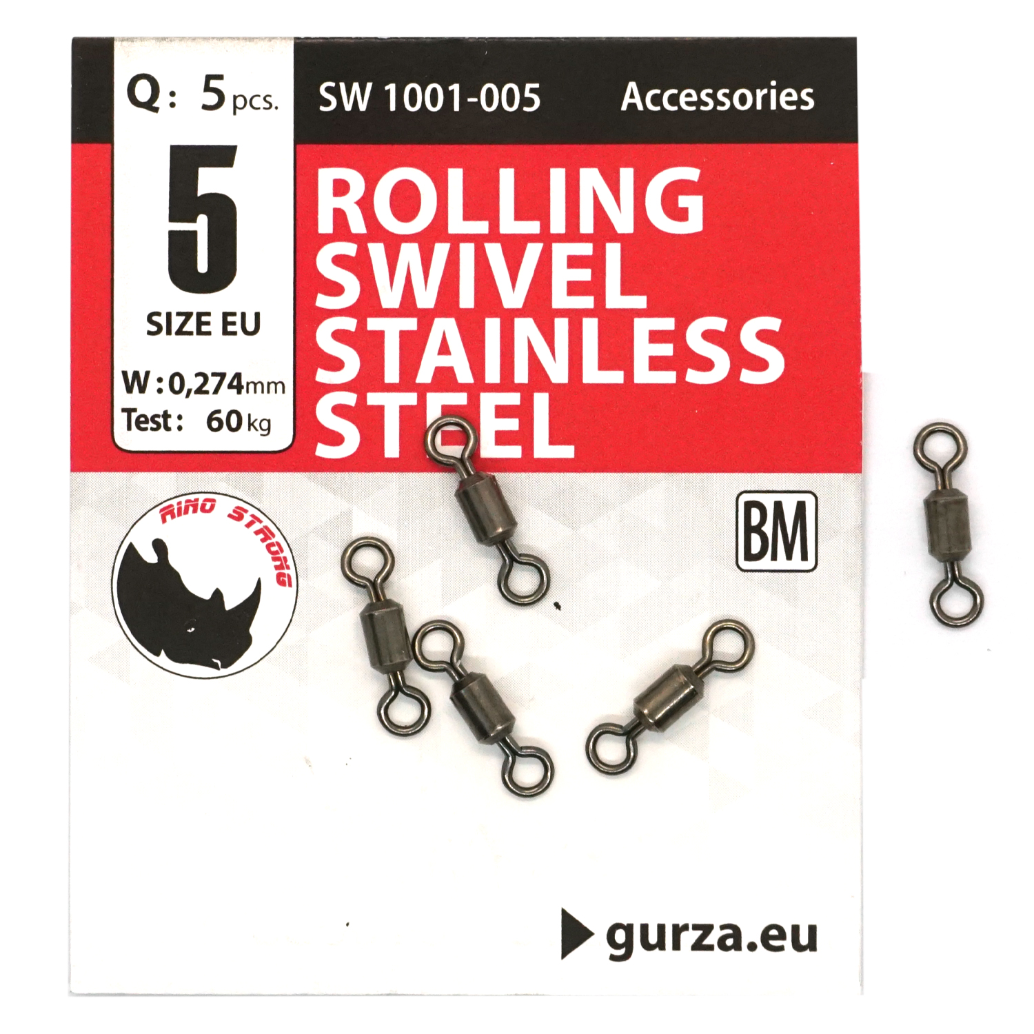Вертлюг Gurza Rolling Swivel Stainless Steel BN #5 test 60kg 5pc