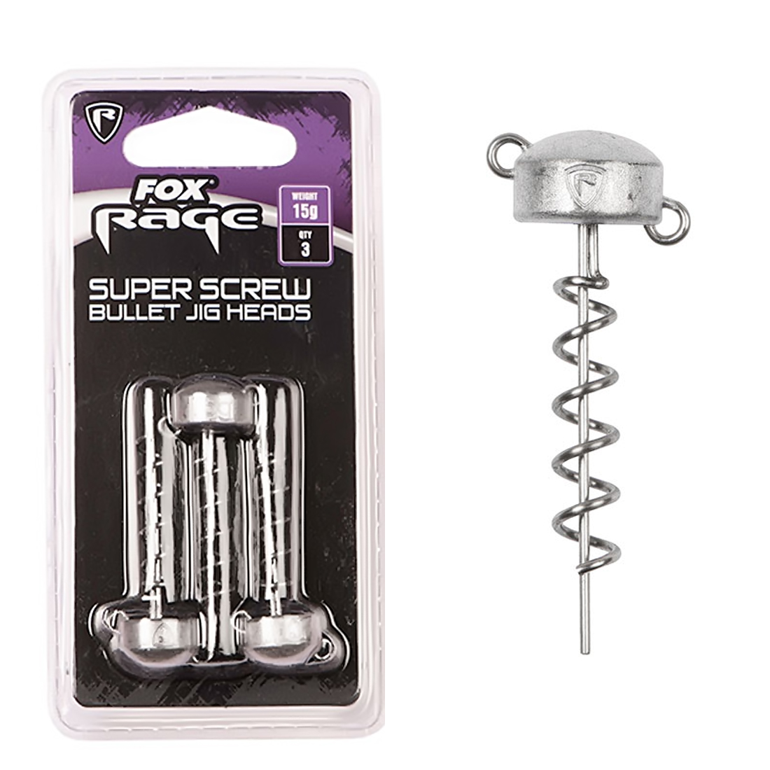 Вантаж штопор Fox Rage Super Screws Bullet Jig Head 15g 3pcs