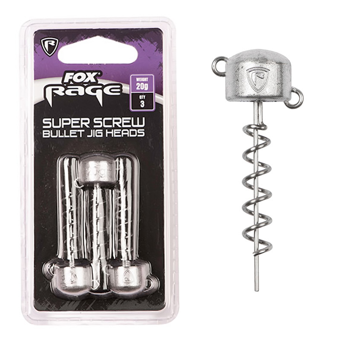 Вантаж штопор Fox Rage Super Screws Bullet Jig Head 20g 3pcs