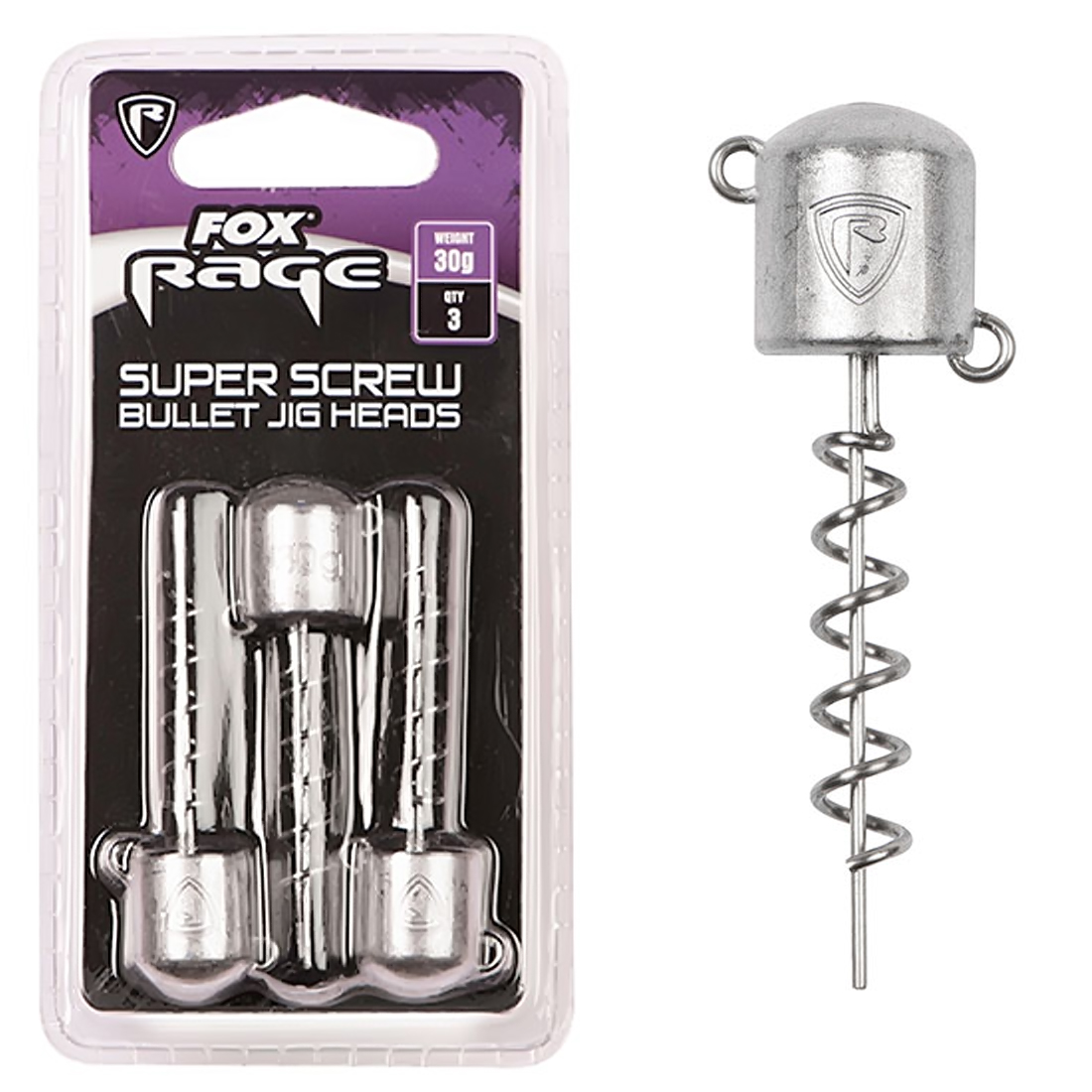 Вантаж штопор Fox Rage Super Screws Bullet Jig Head 30g 3pcs