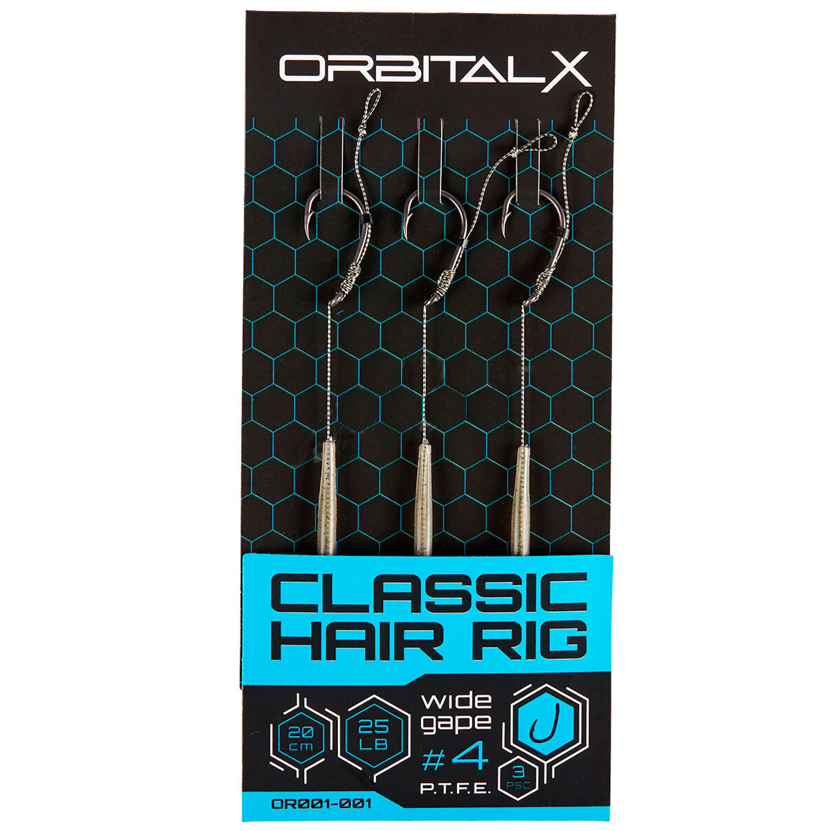 Повідець з гачком карповий OrbitalX Classic Hair Rig Wide Gape №4 25lb 20cm 3pcs