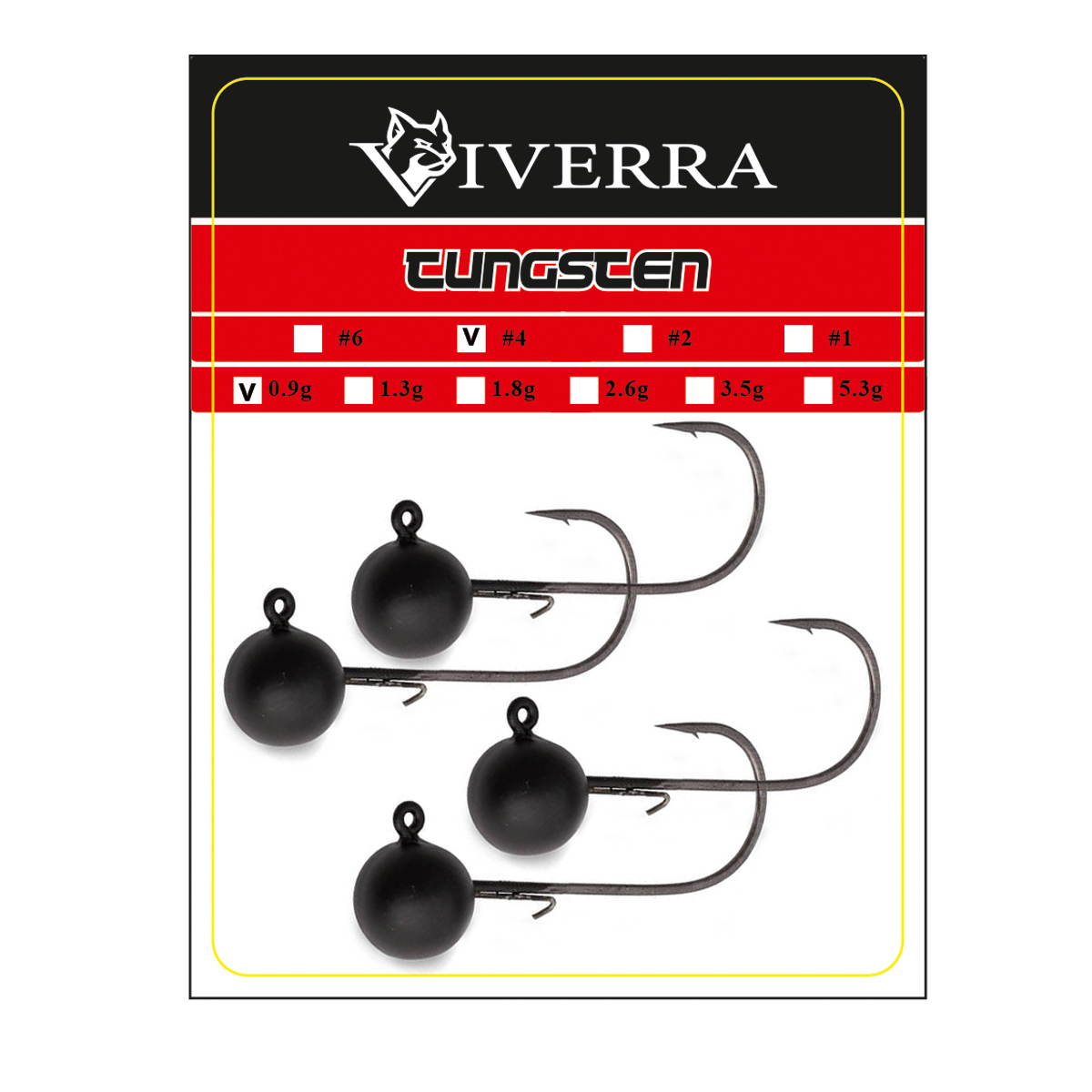 Джигголівка вольфрам Viverra 0,9g #4 Black (4шт)