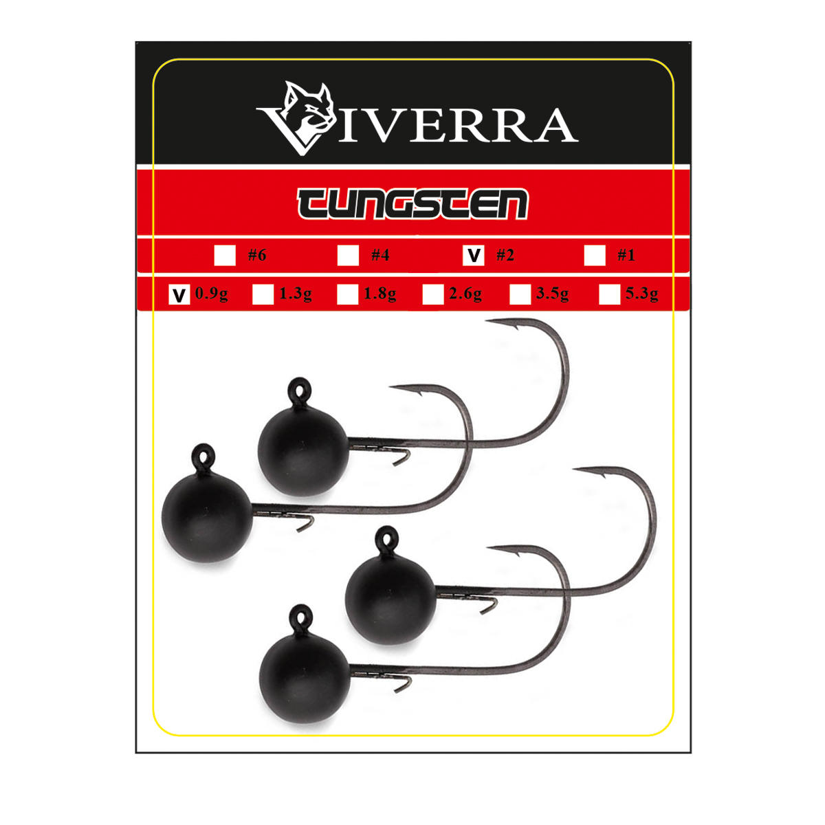 Джигголівка вольфрам Viverra 0,9g #6 Black (4шт)