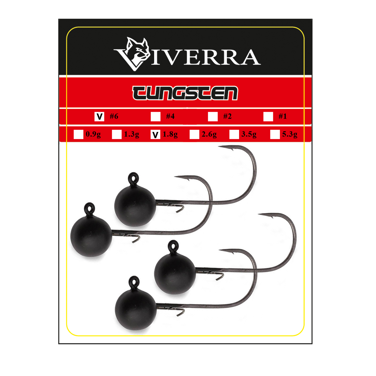 Джигголівка вольфрам Viverra 1,8g #6 Black (4шт)