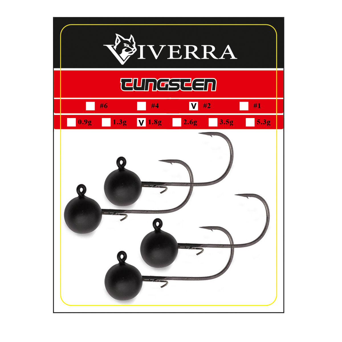 Джигголівка вольфрам Viverra 1,8g #2 Black (4шт)