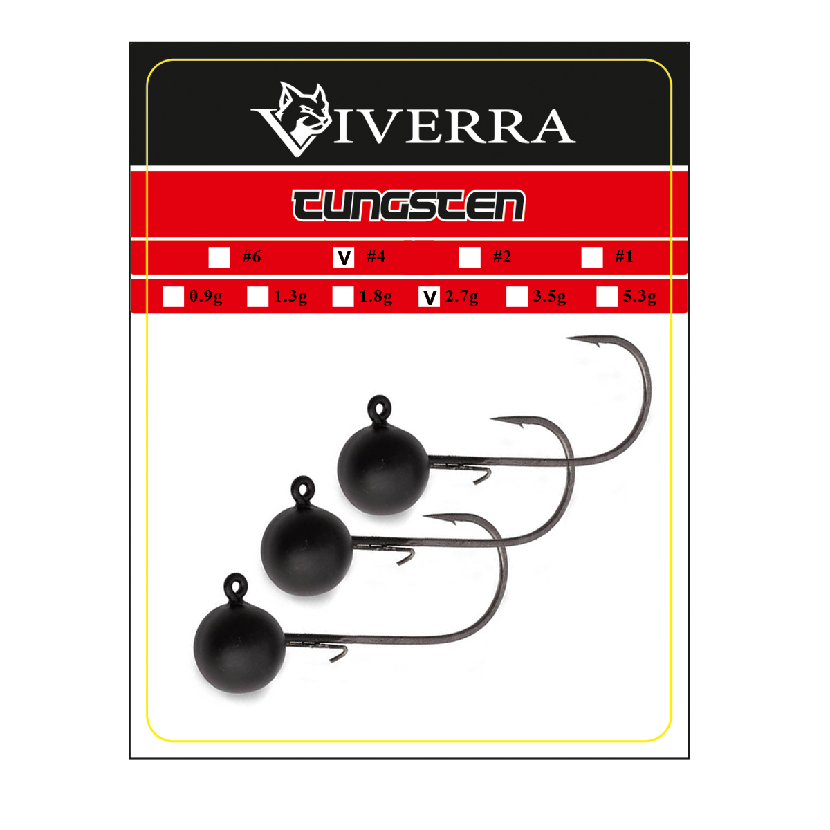Джигголівка вольфрам Viverra 2,7g #4 Black (3шт)