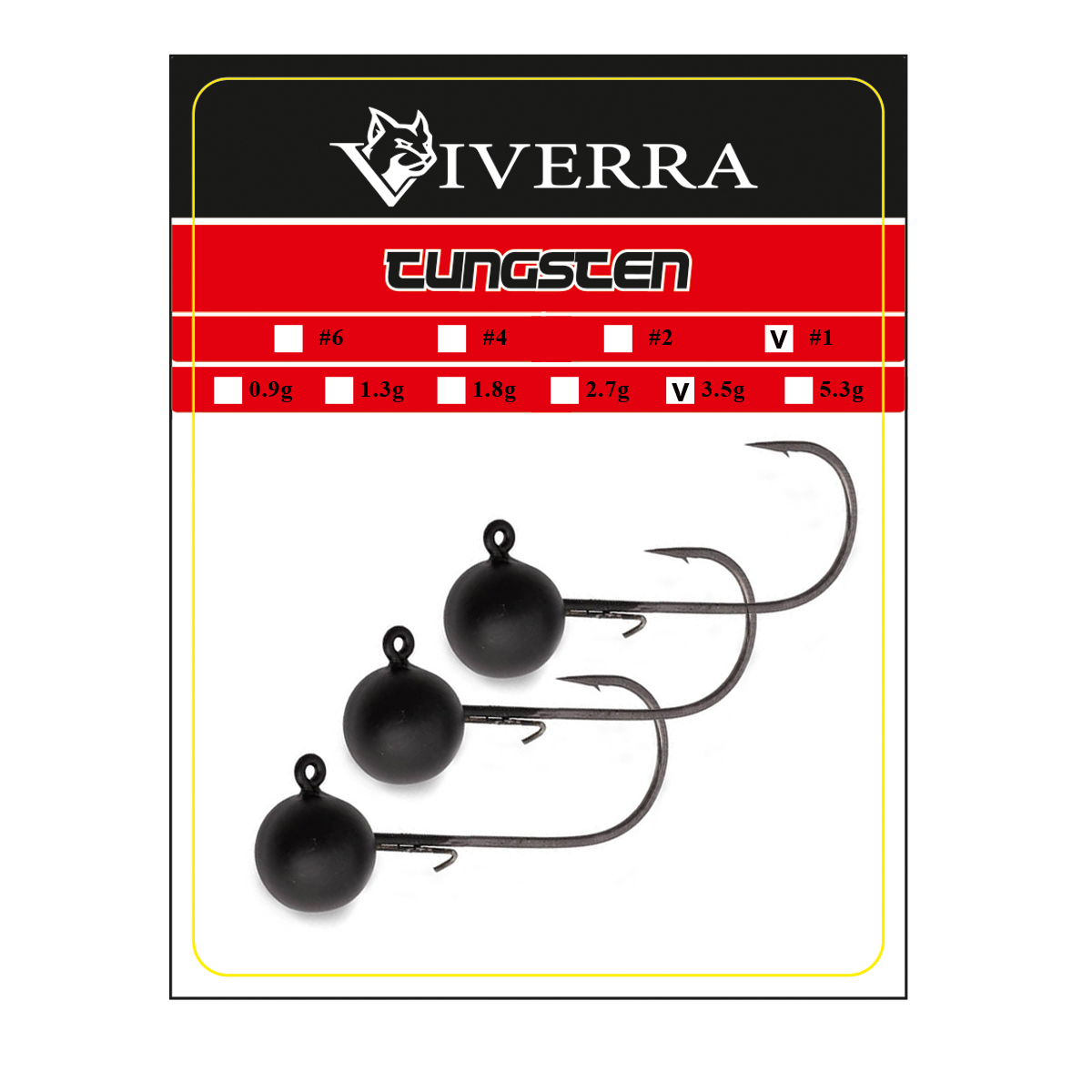 Джигголівка вольфрам Viverra 3,5g #1 Black (3шт)