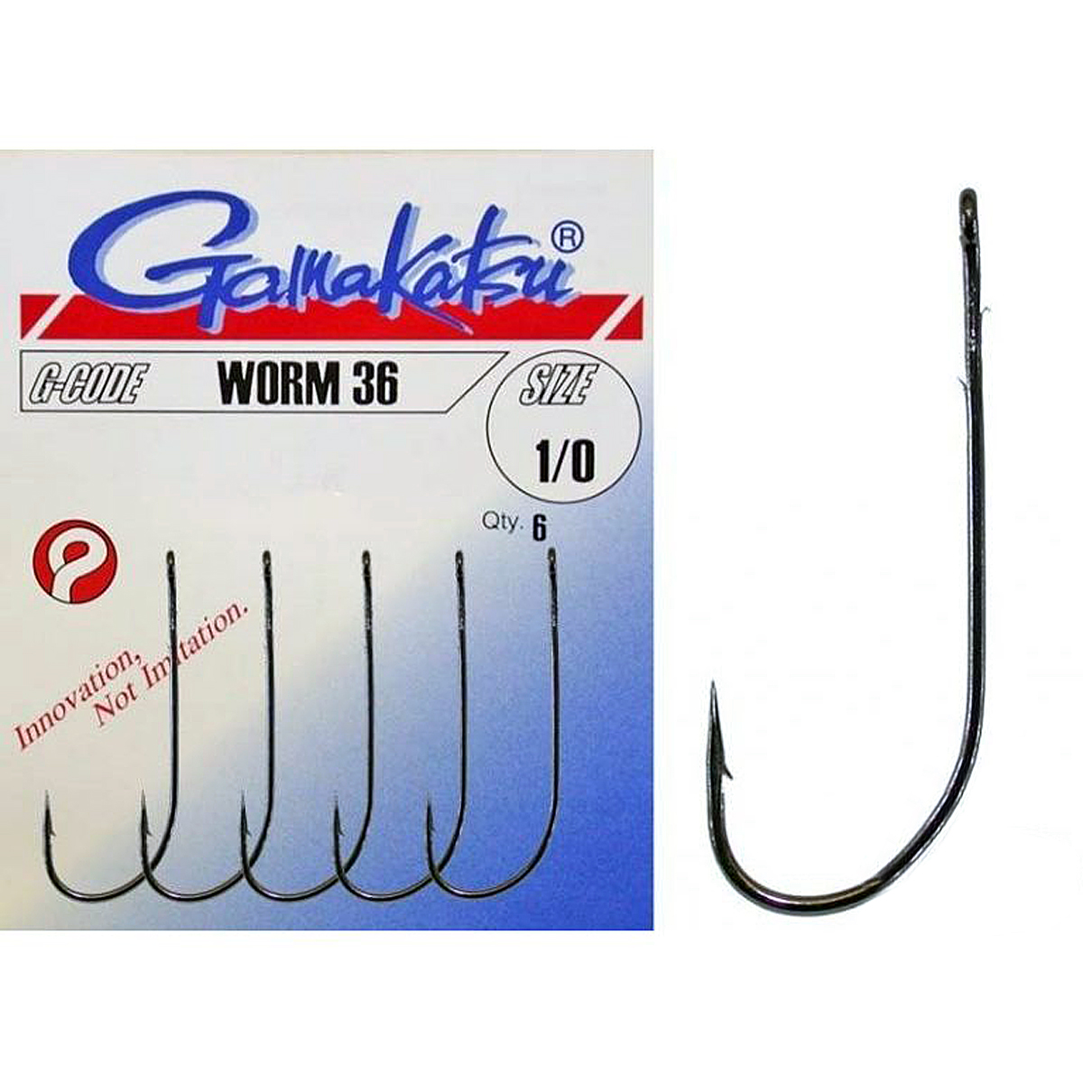 Гачки Gamakatsu Worm 36 Black №2/0 6pc фото 4